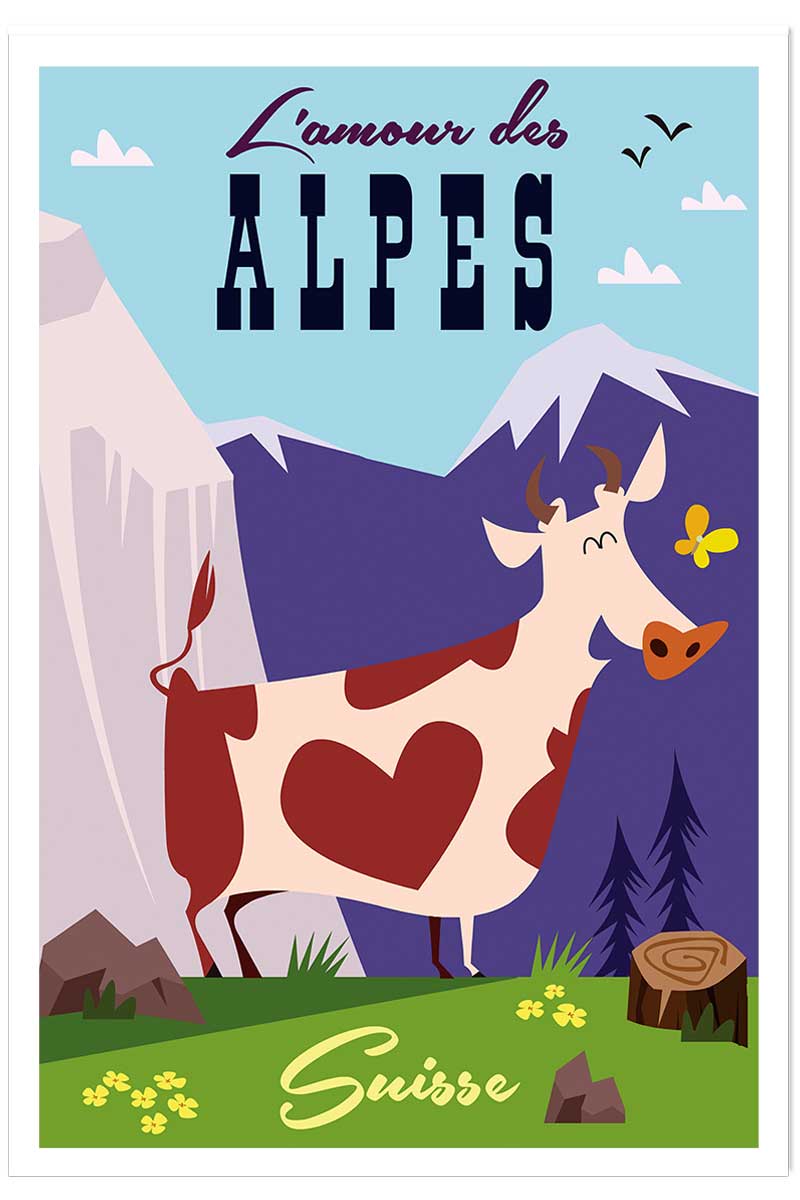 Poster de l'amour des alpes suisse, HEXOA
