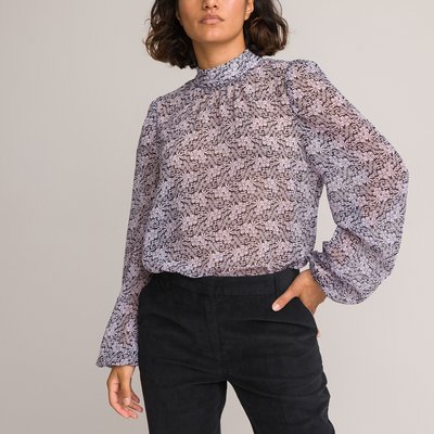 Recycled Floral Blouse with High Quilted Neck LA REDOUTE COLLECTIONS