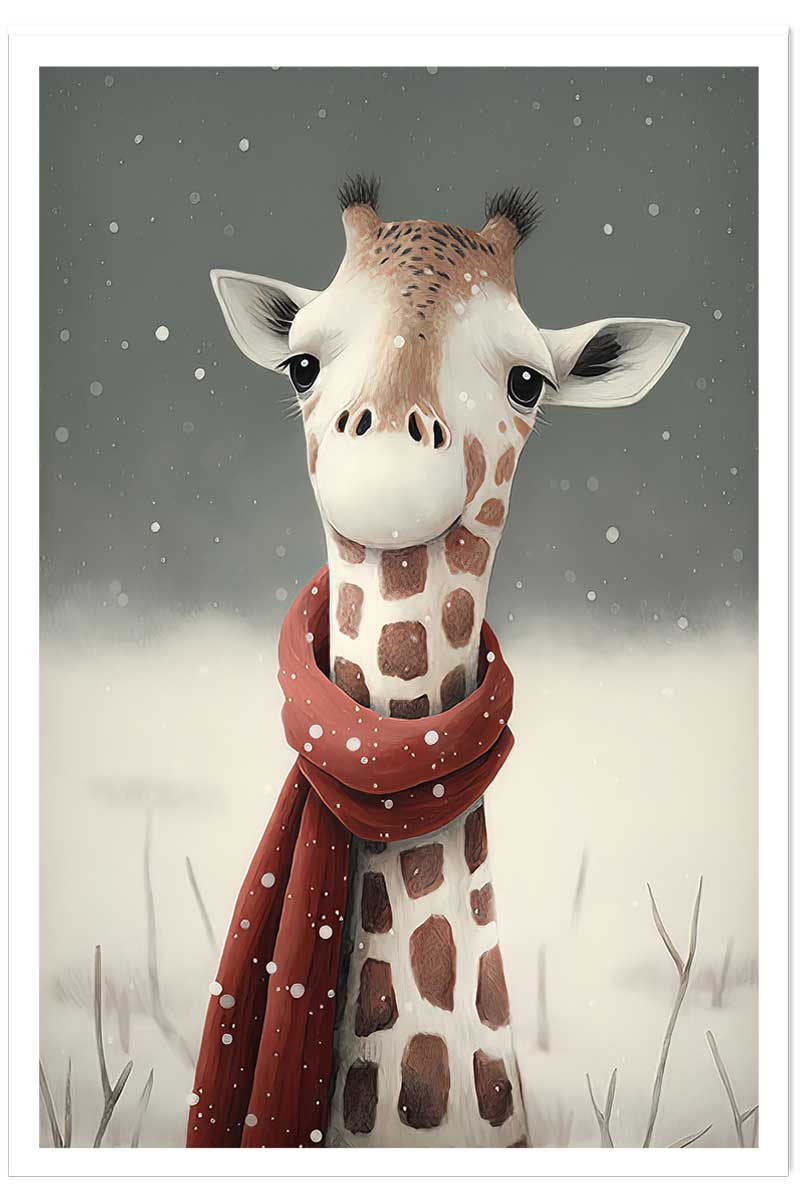 Affiche enfant girafe sous la neige, HEXOA