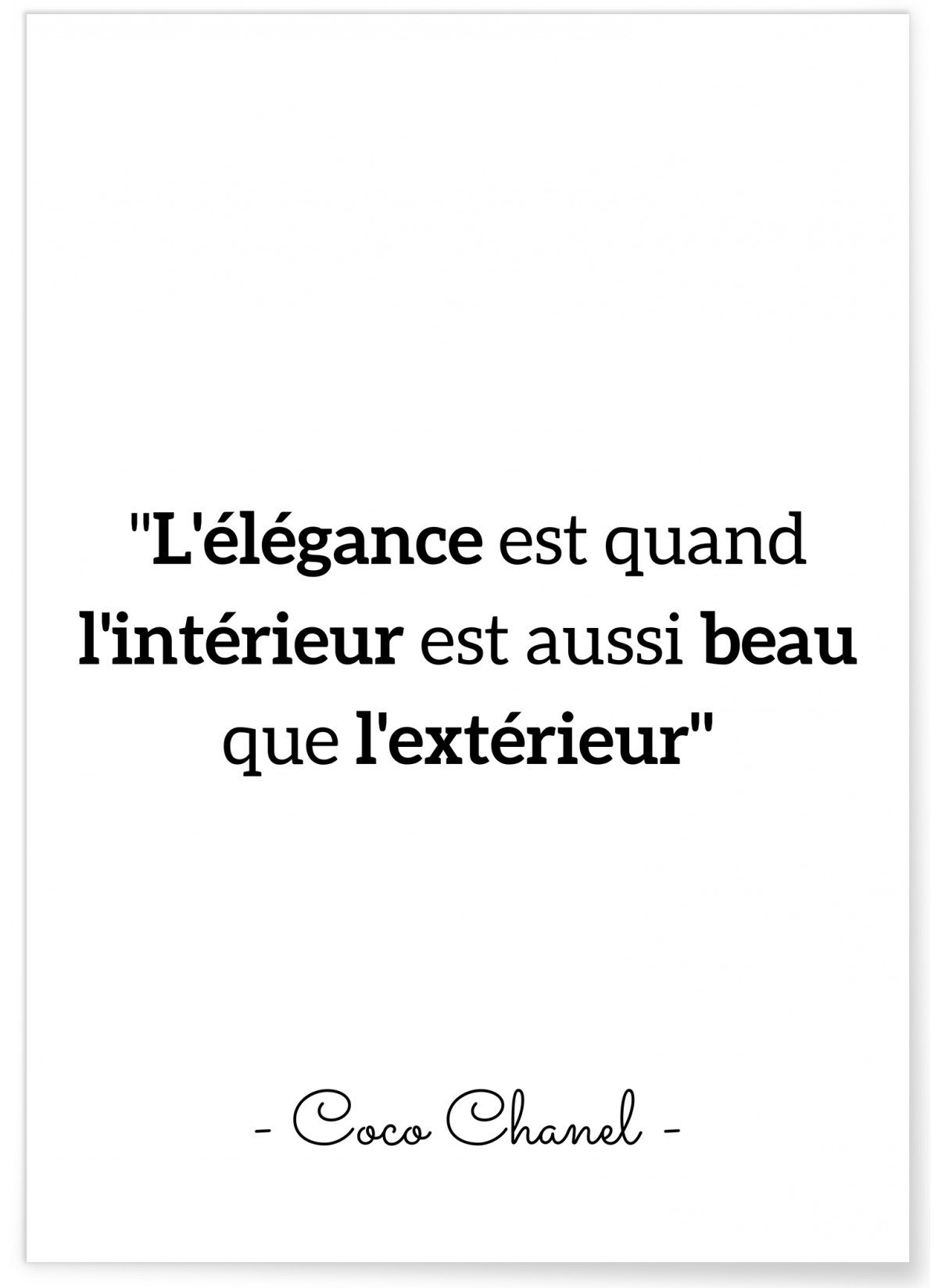 Affiche Coco Chanel : 'L'élégance est quand...', L'AFFICHERIE