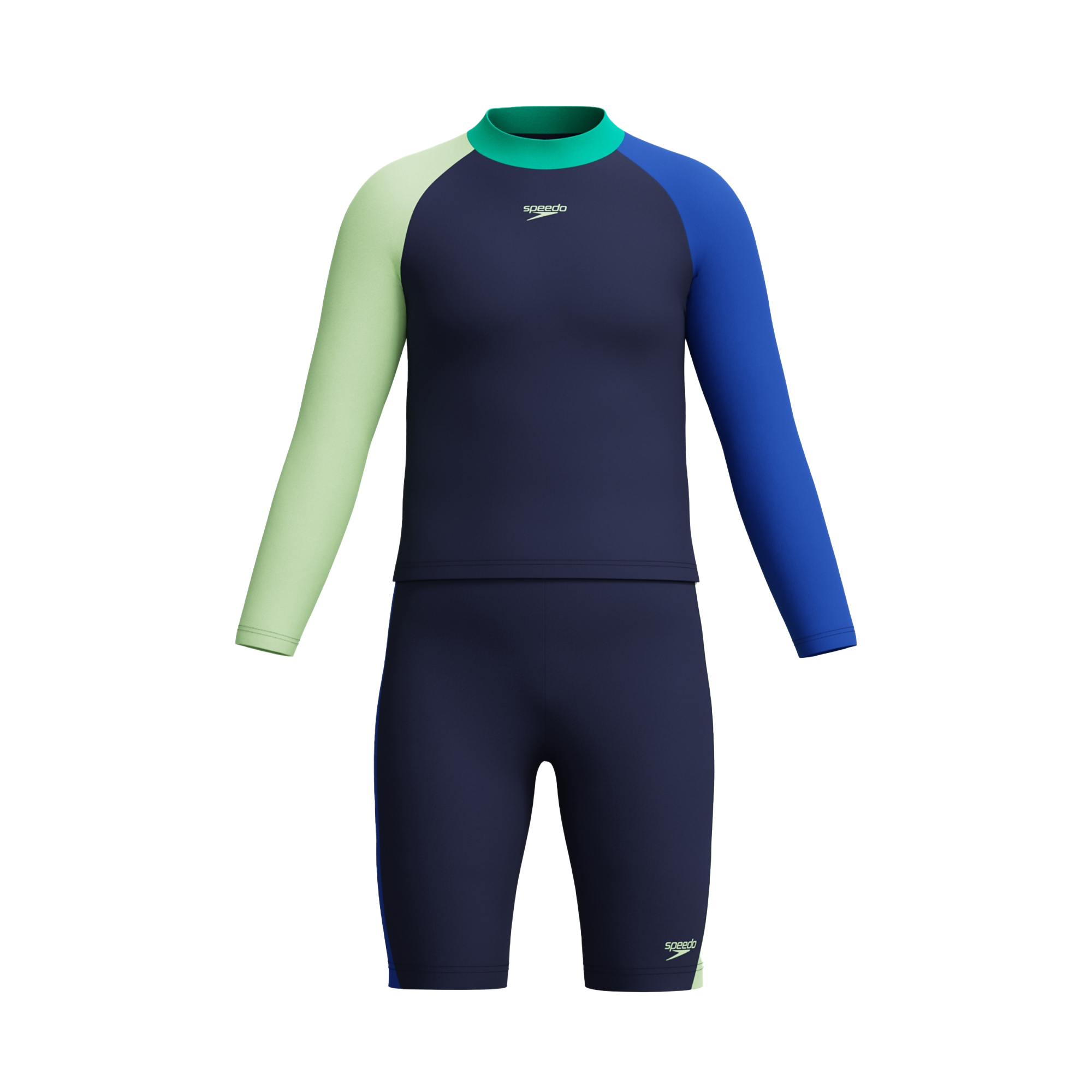 Ensemble de bain anti-irritation manches longues motif/style blocs de couleurs, SPEEDO