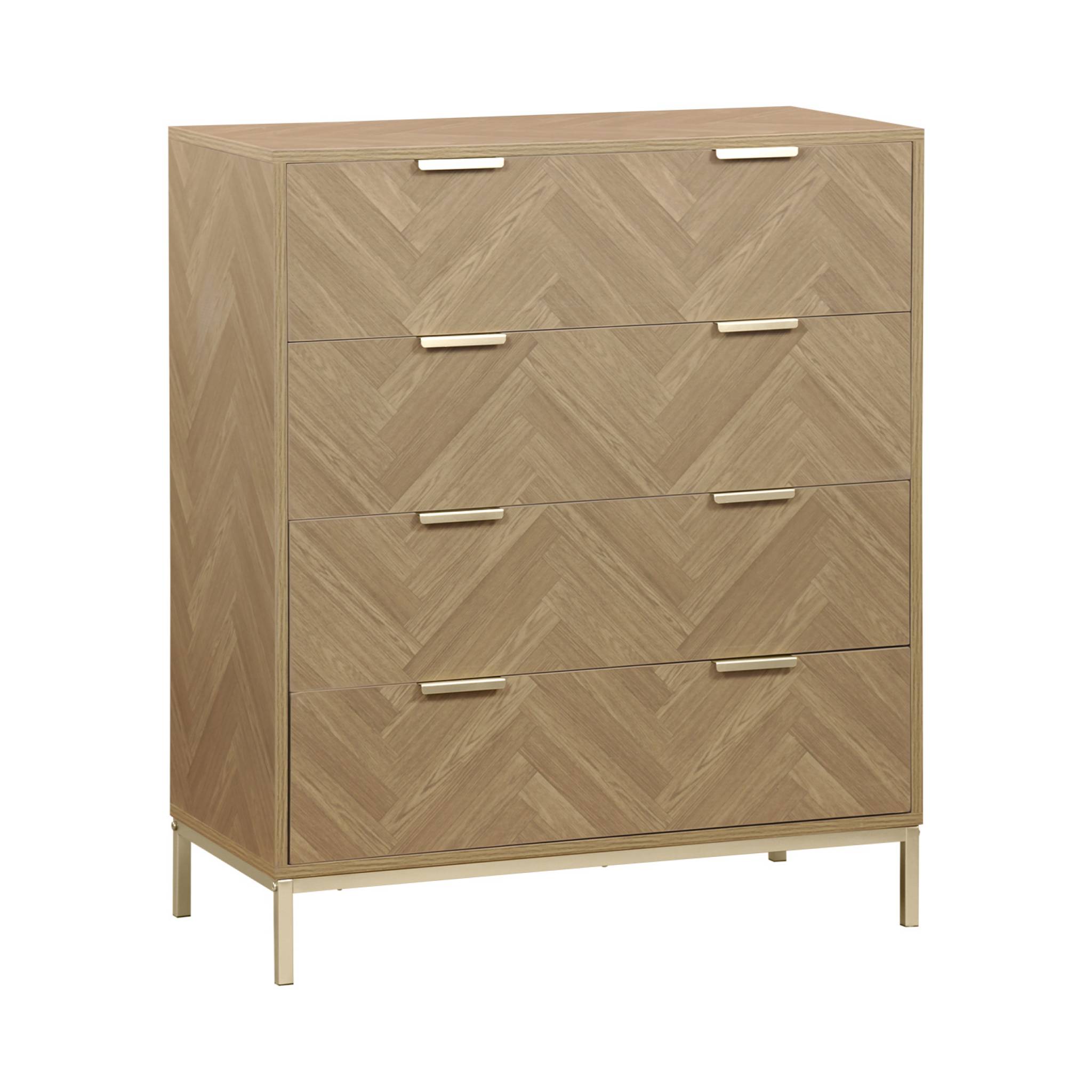 Commode de rangement décor chevrons 4 tiroirs BUDAPEST, SWEEEK