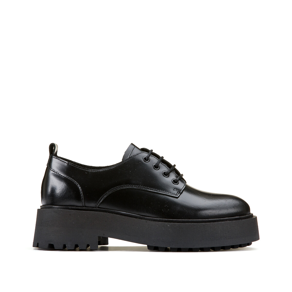 Leather brogues , black, La Redoute Collections | La Redoute