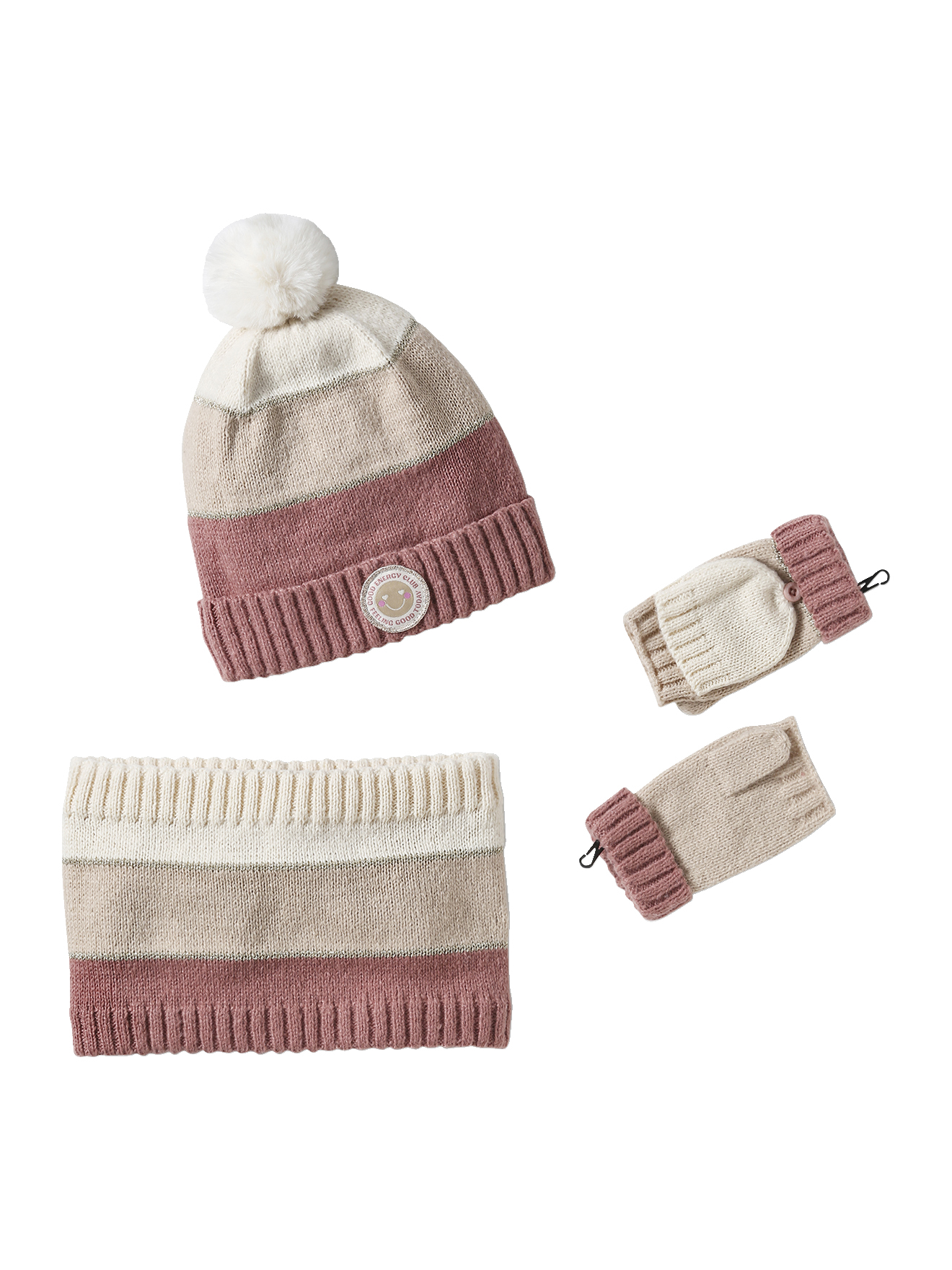 Ensemble bonnet snood moufles/mitaines colorblock, VERTBAUDET