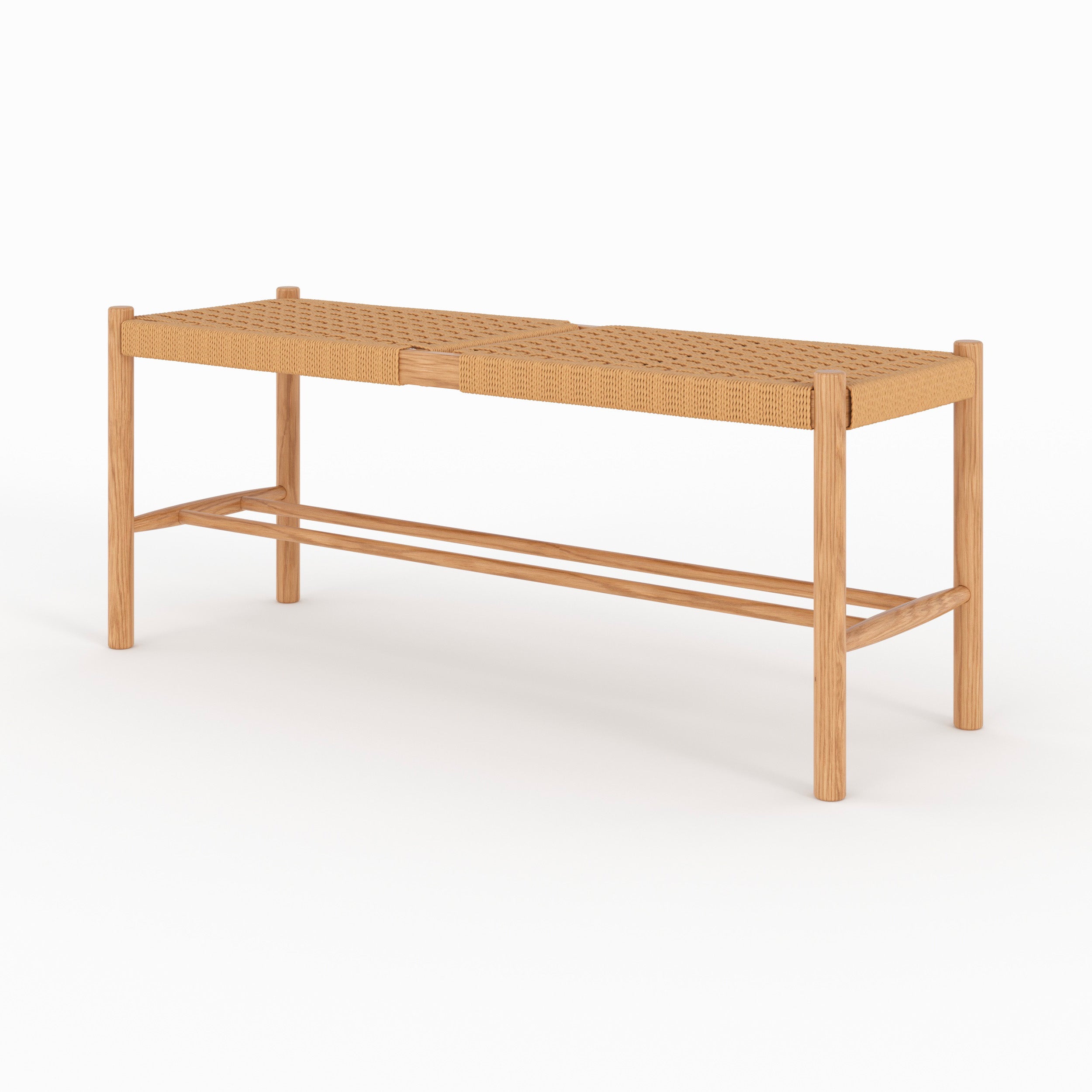 Banc 2 places en bois de chêne massif avec tressage - KEPLER, MAISON PAVANE