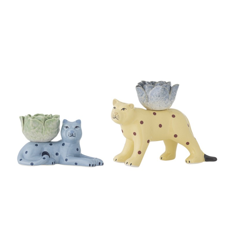 Bougeoirs céramique lions  Rory set de 2, BLOOMINGVILLE