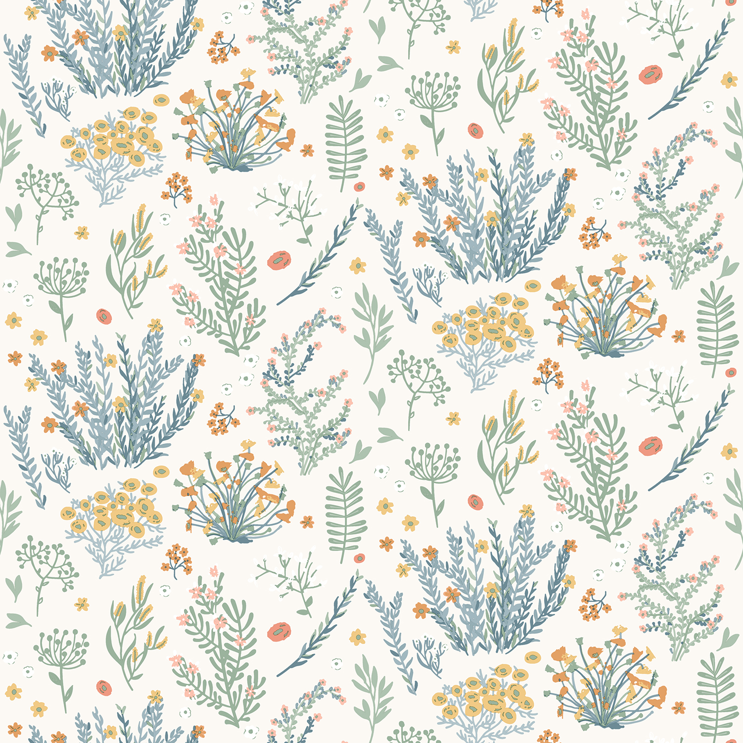 Papier peint enfant herbier fleurs sauvages, HEXOA