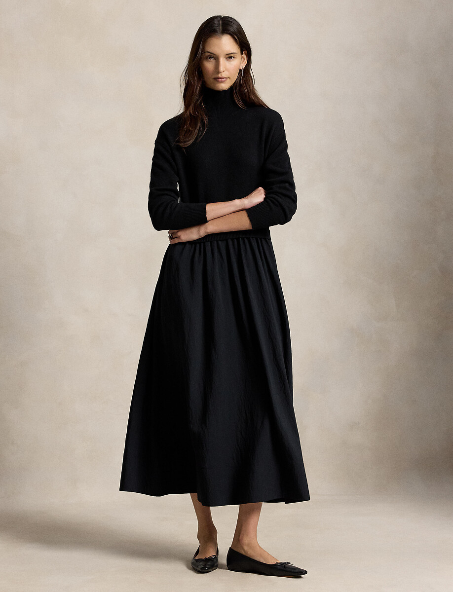 Robe longue évasée, à col montant, POLO RALPH LAUREN