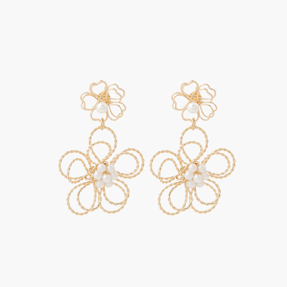 Boucles d'oreilles fleurs en métal doré, BALABOOSTE