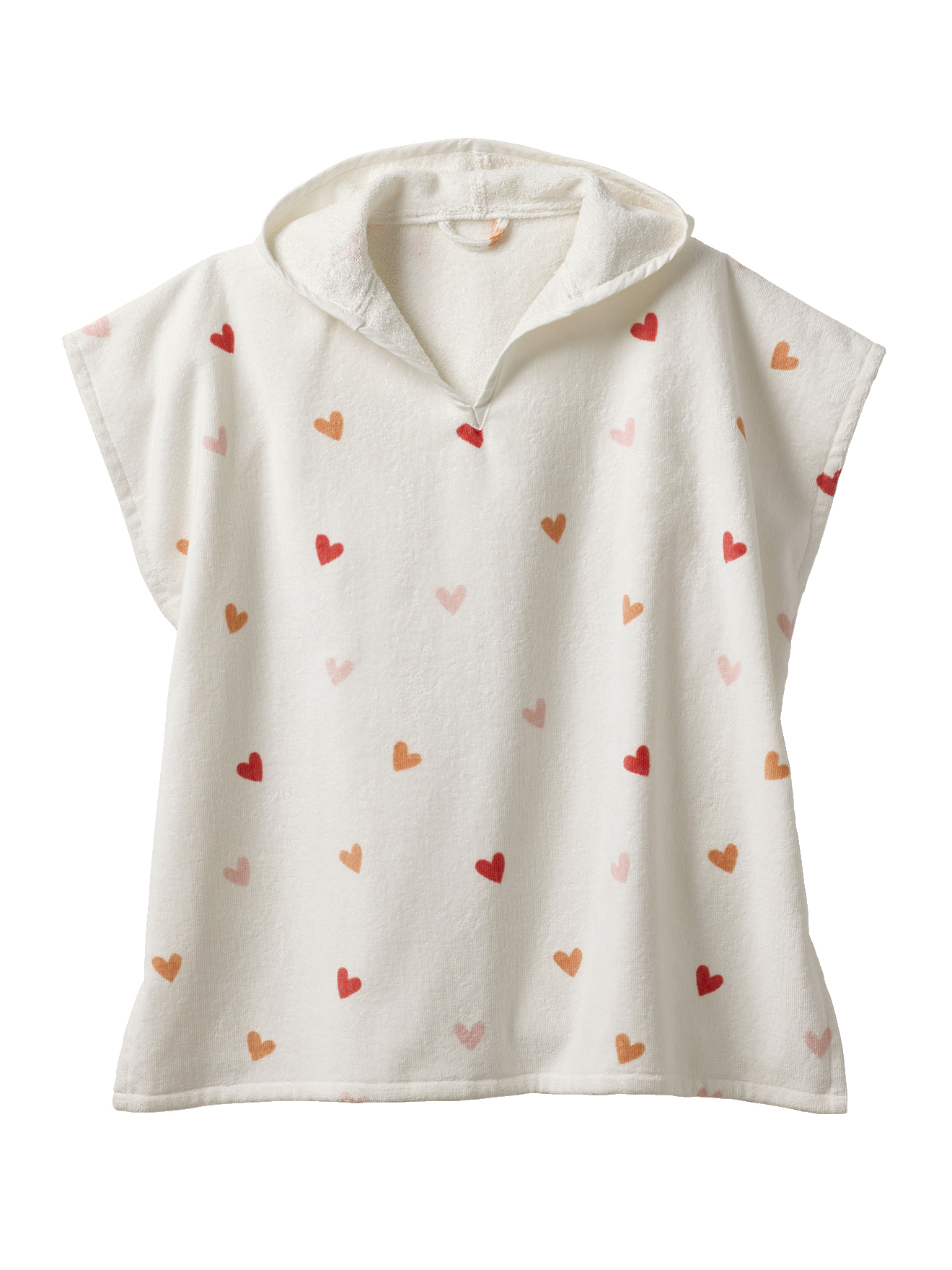 Poncho de bain COEURS, avec coton recyclé, VERTBAUDET