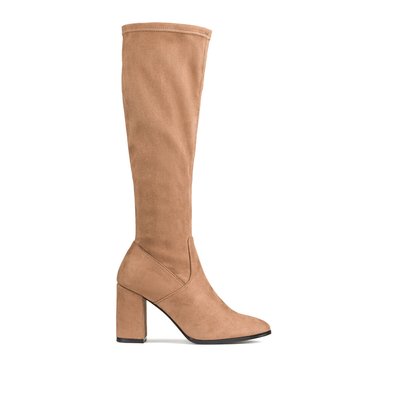 Stretch Knee-High Boots with Block Heel LA REDOUTE COLLECTIONS
