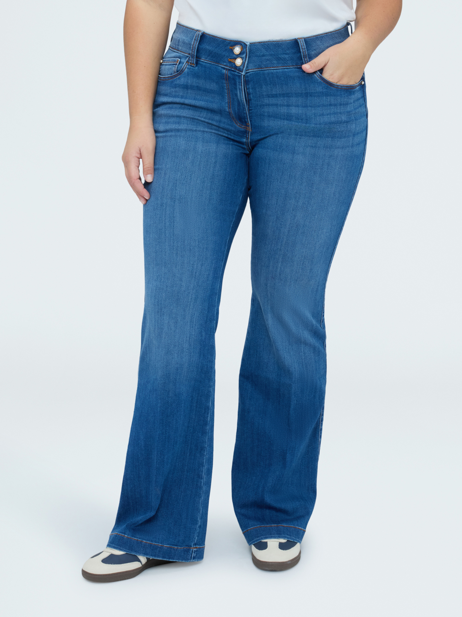 Jean Flare lavage bleu effet stonewashed, FIORELLA RUBINO