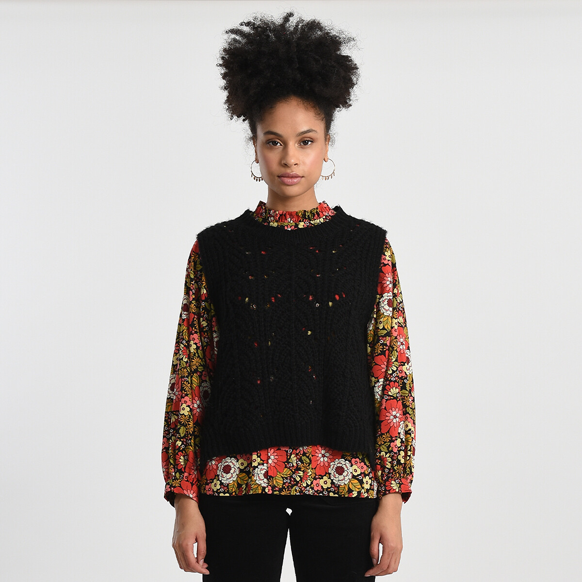 Crew neck sleeveless jumper , black 