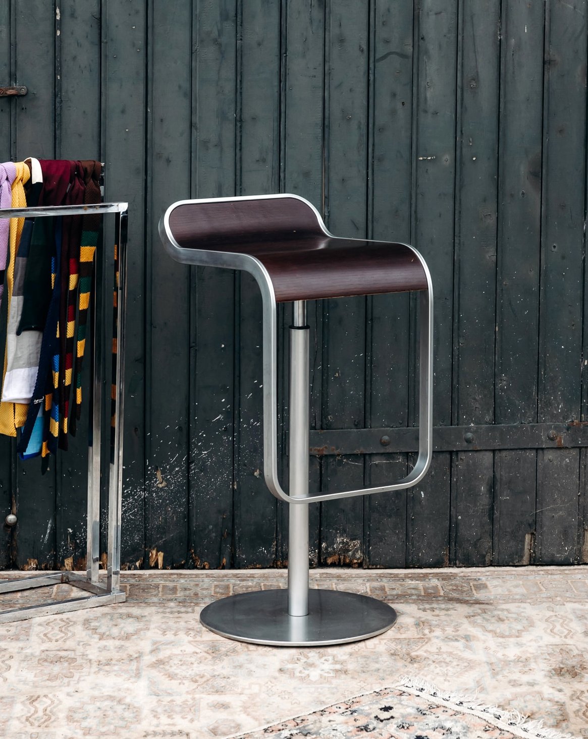 Tabouret en aluminium brossé Axel N°506 - Bon état, DEBONGOUT