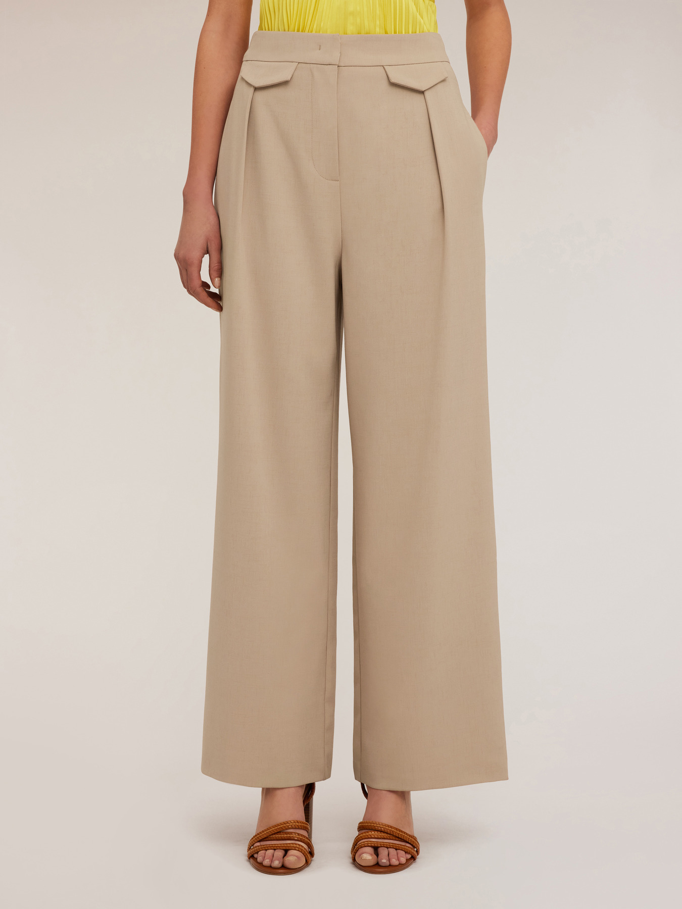 Pantalon palazzo plissé avec motif de poches, MOTIVI