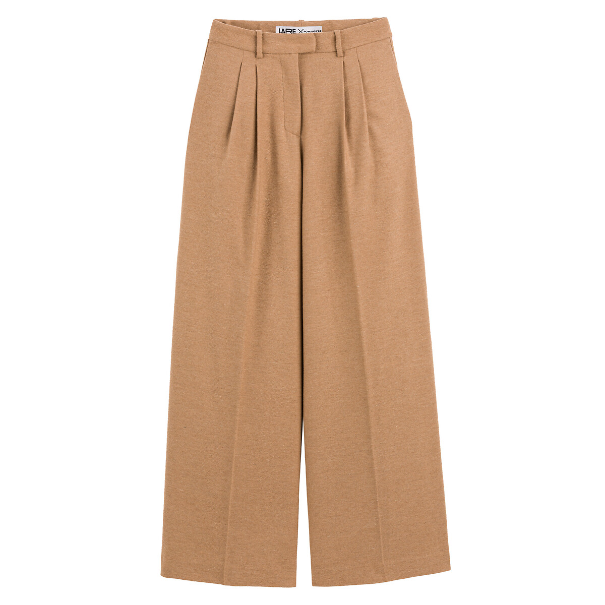 Wide Leg Trousers with Pleat Front and High Waist, Length 28.5"