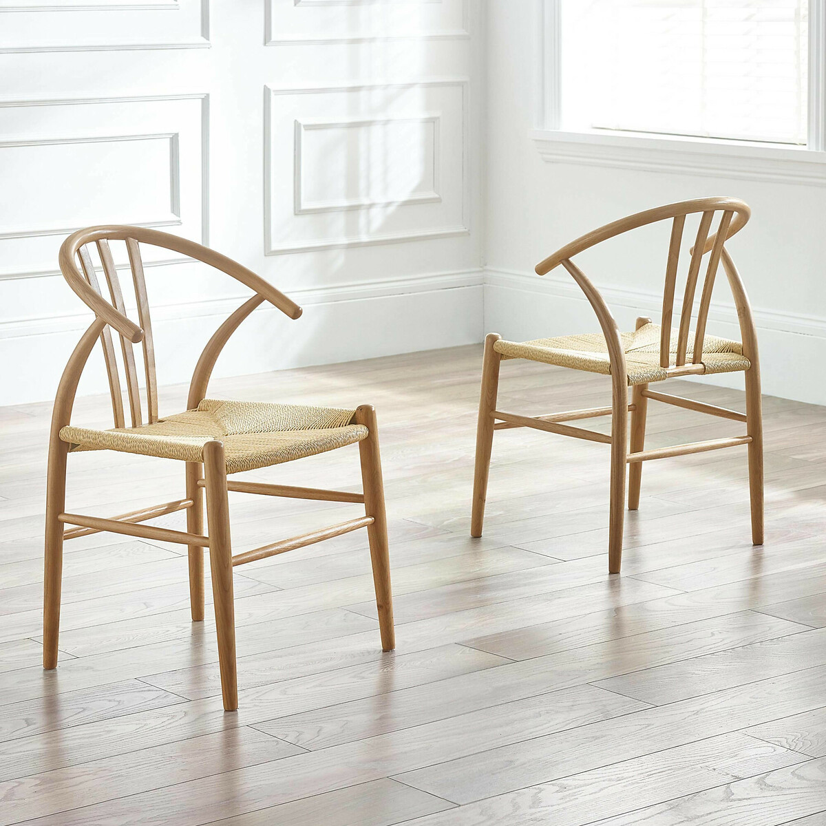 Sylva Natural Oak & Rattan Dining Chairs (Set of 2), SO'HOME