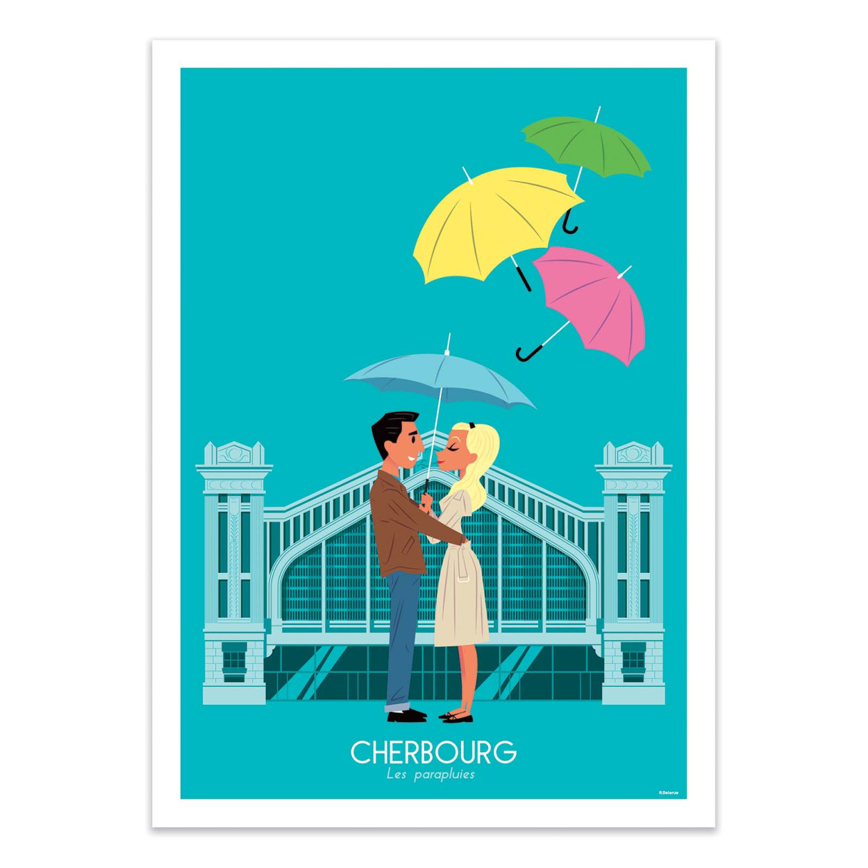 Affiche d'art - Cherebourg les Parapluies - Raphael Delerue, WALL EDITIONS
