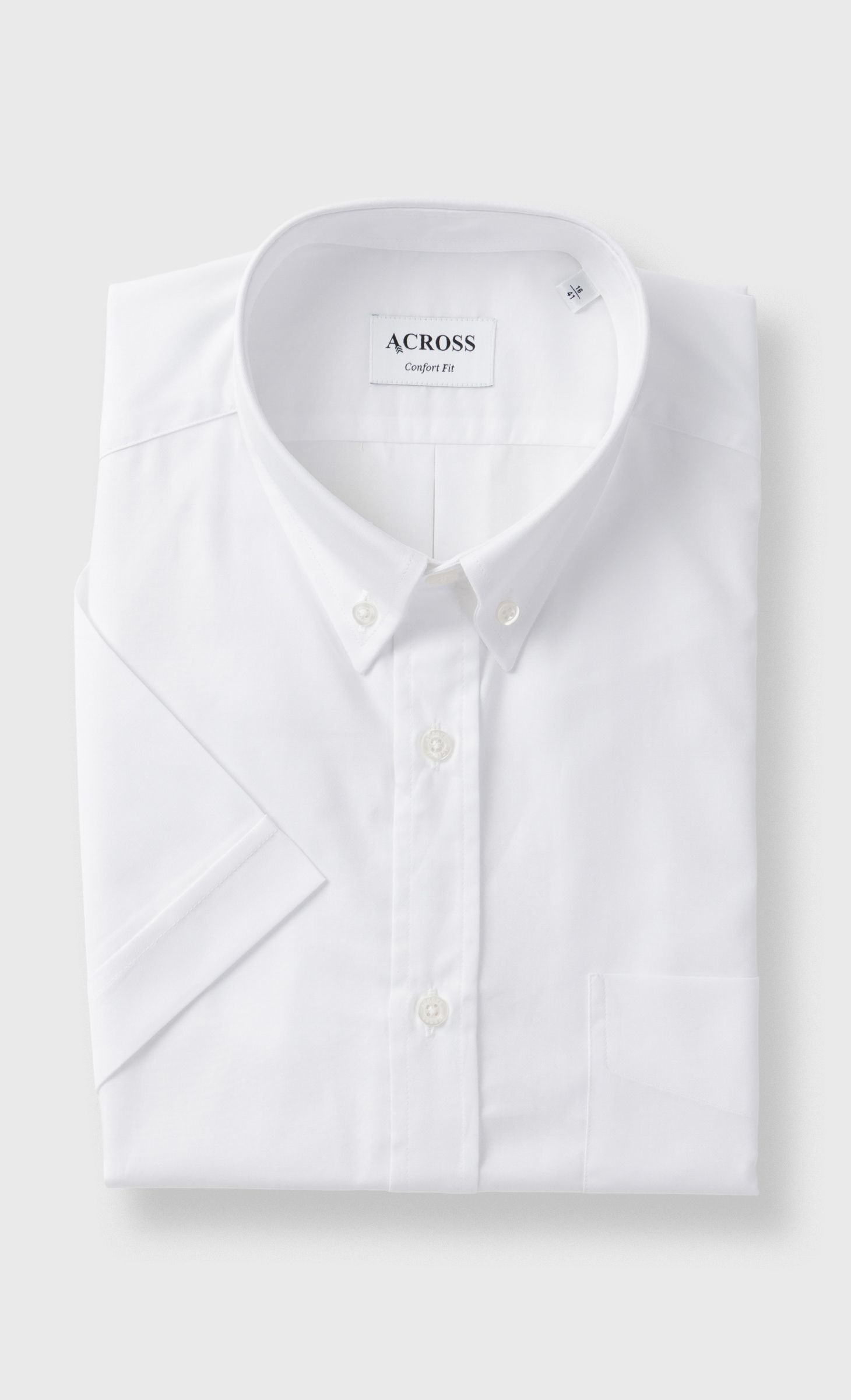 Chemise Confort fit manches courtes col boutonné en coton uni, ACROSS