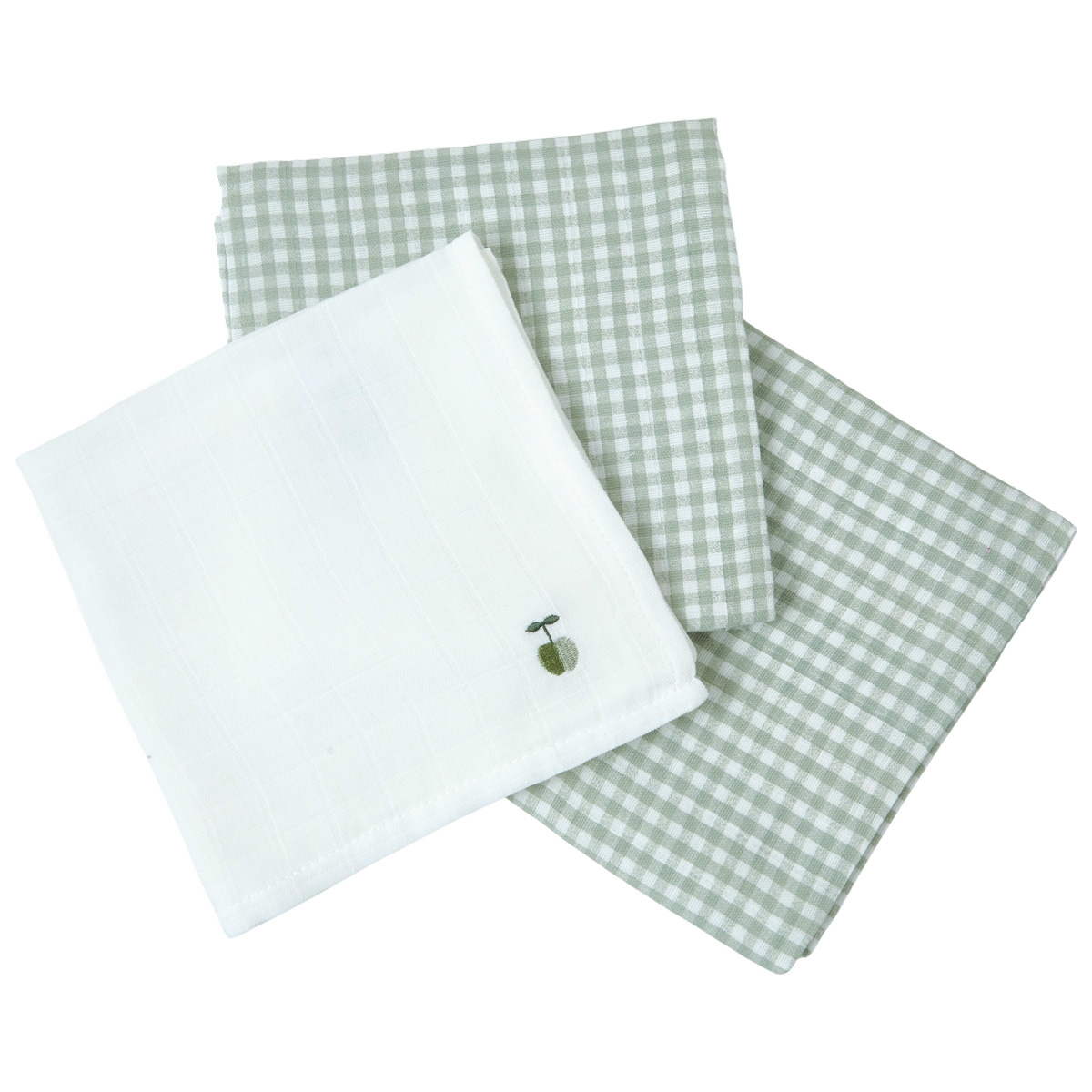 Lot de 3 langes coton bio OLIVE, LITTLE CREVETTE