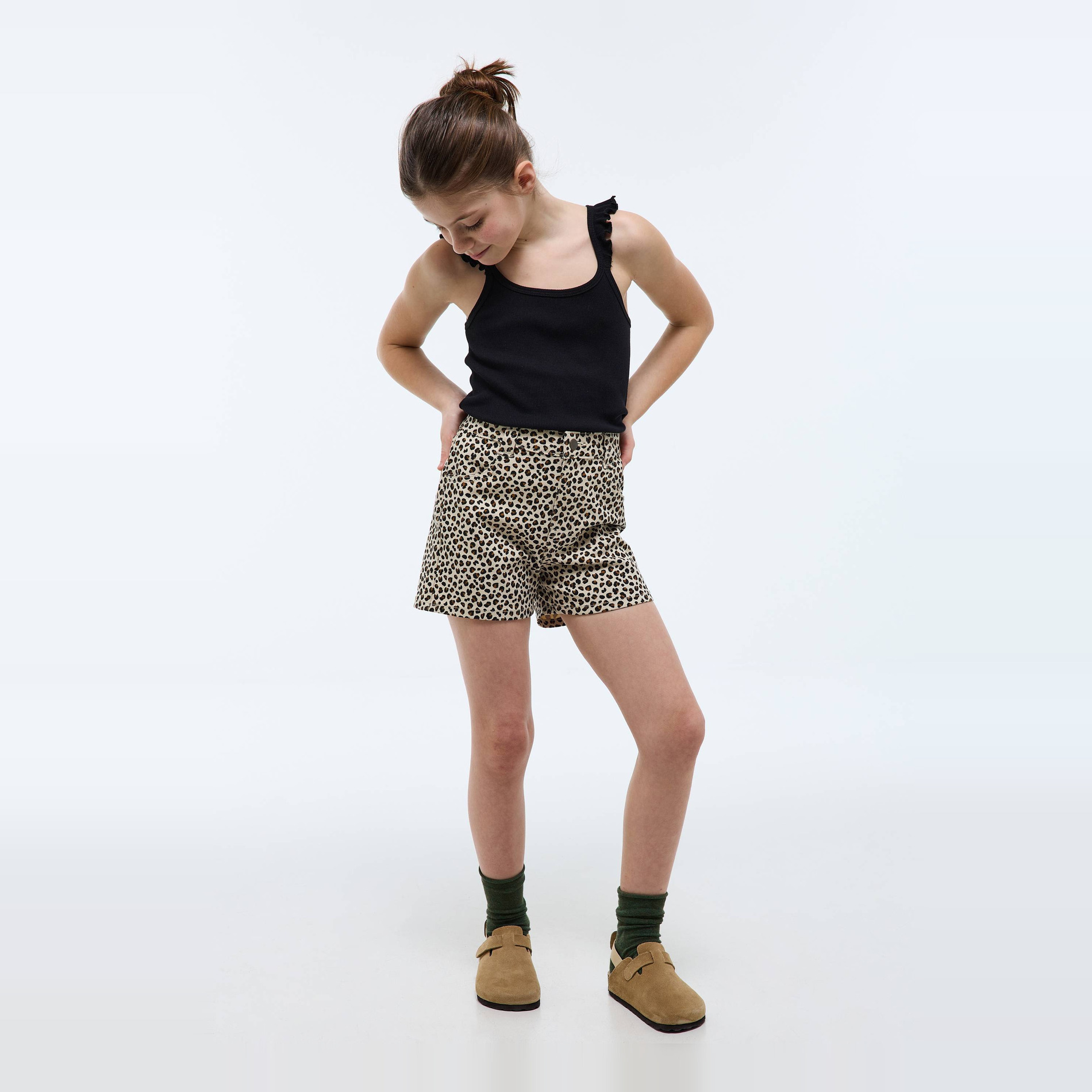 Short imprimé leopard en coton, MONOPRIX