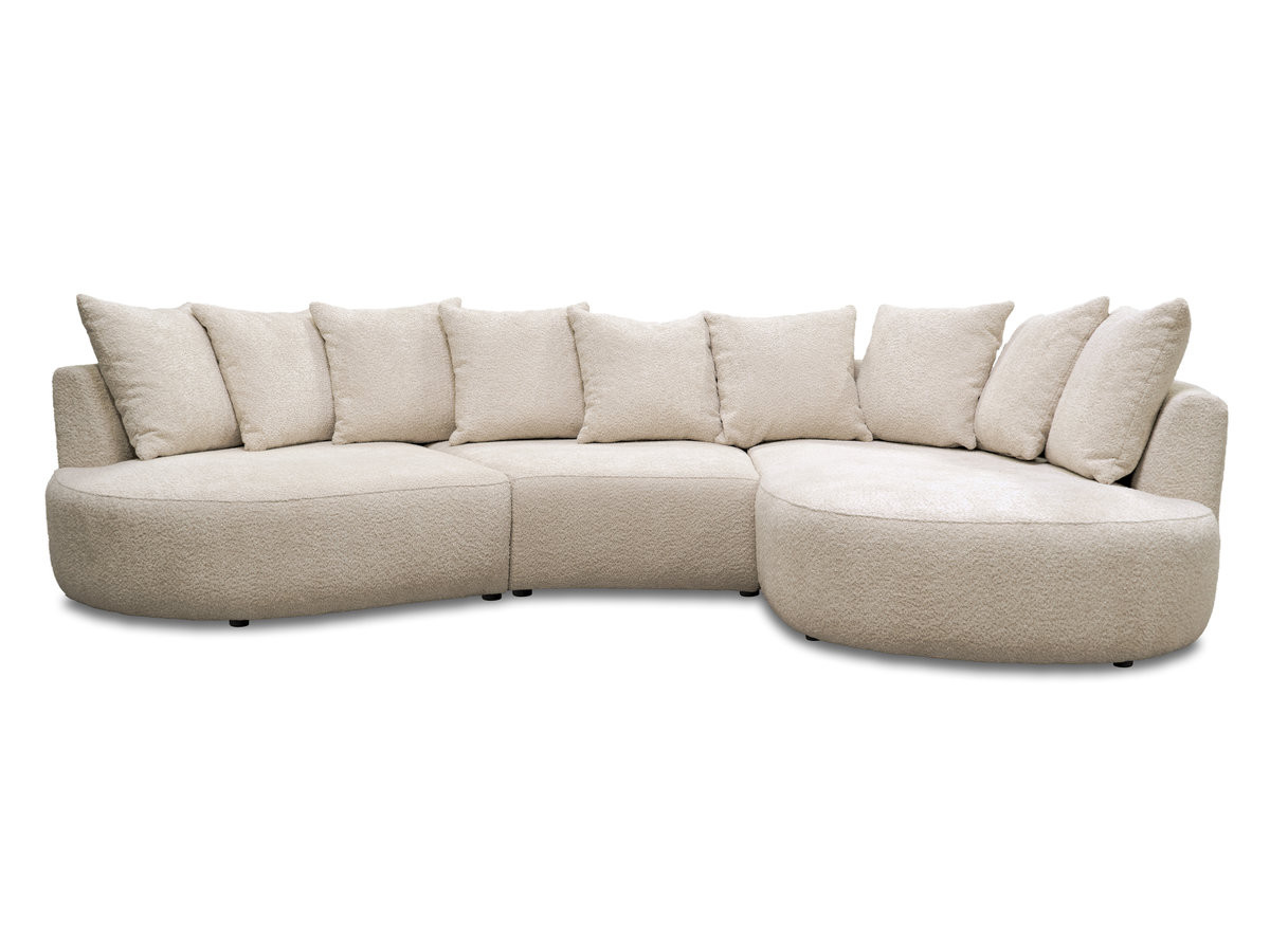 Canapé d'angle fixe 6 places en tissu bouclette, CALYPSO, BOBOCHIC