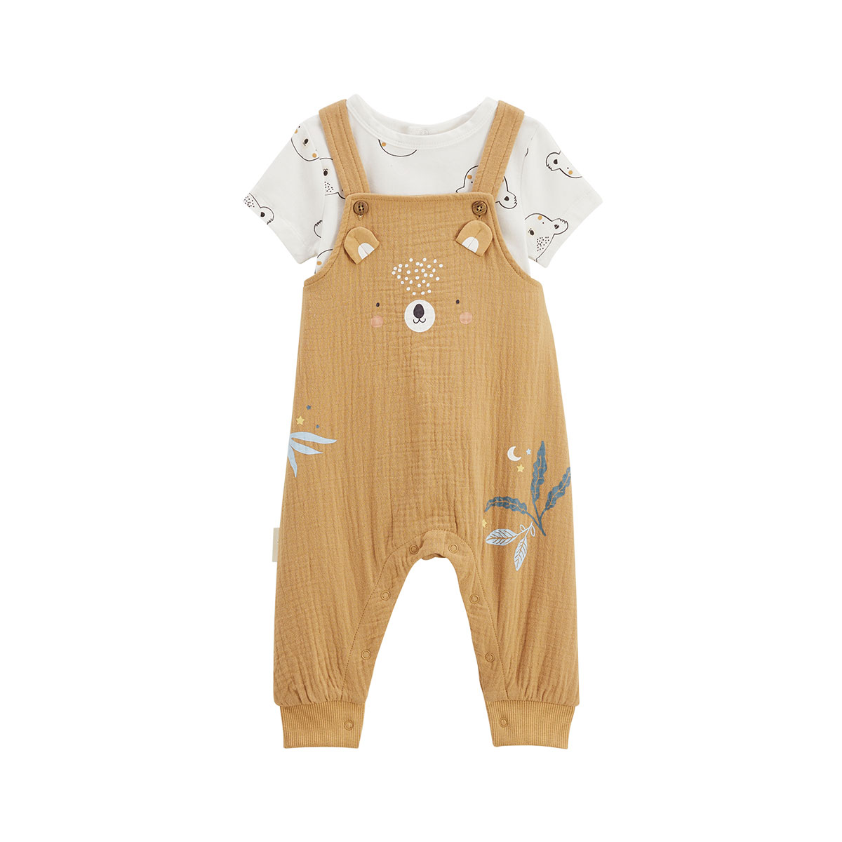Ensemble salopette bébé en coton gaufré et t-shirt Mini Rêve, PETIT BEGUIN