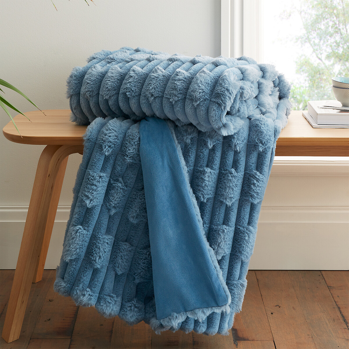 Carved Faux Fur Throw, BIANCA FINE LINENS