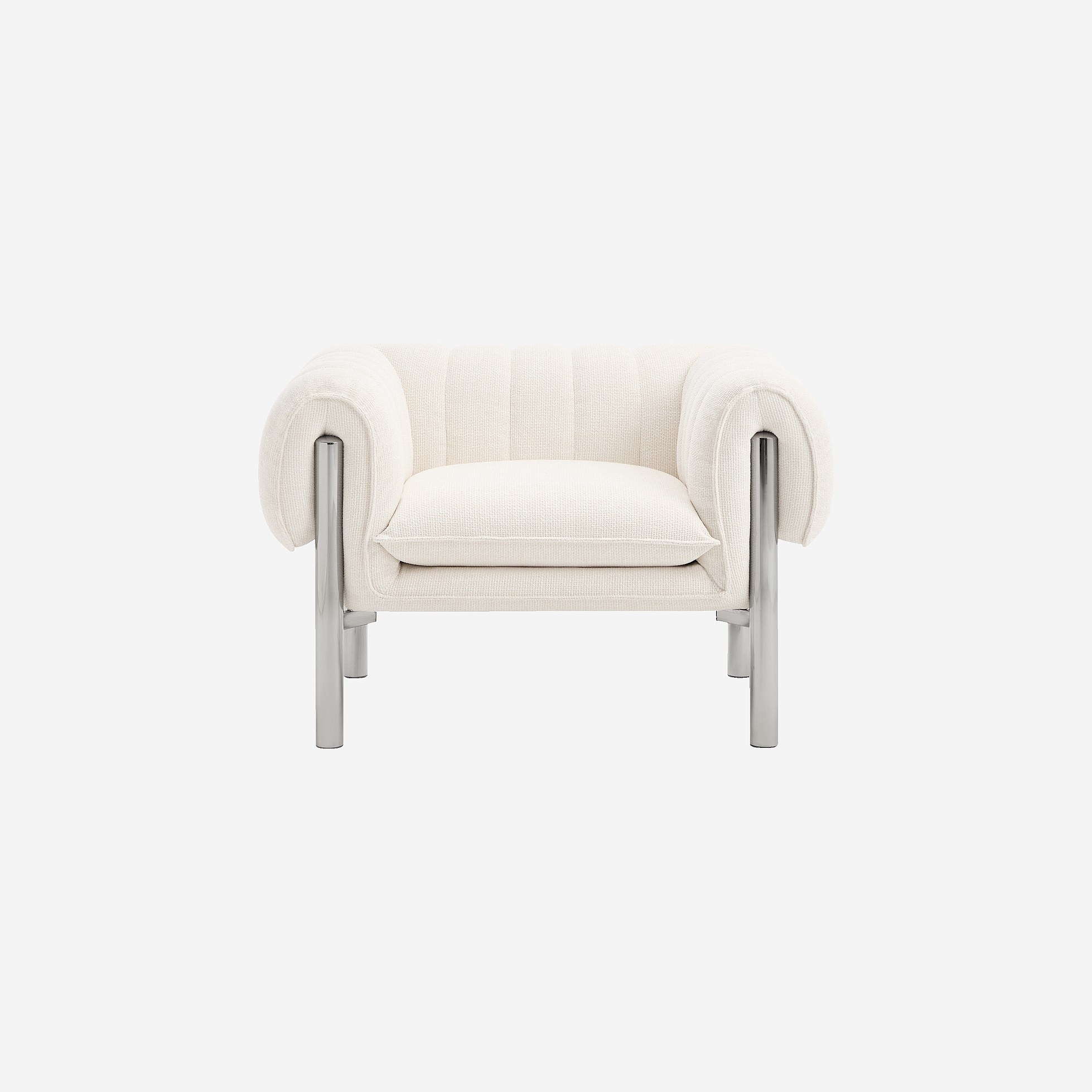 Fauteuil droit pin, bois, acier inoxydable, polyester OSINI, HABITAT