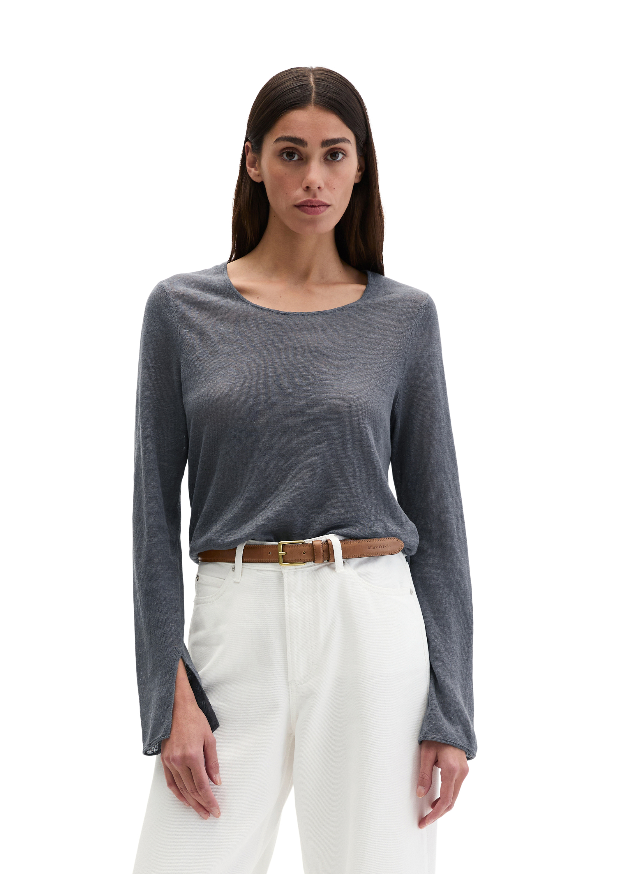 Pull en lin regular avec encolure ronde, MARC O'POLO