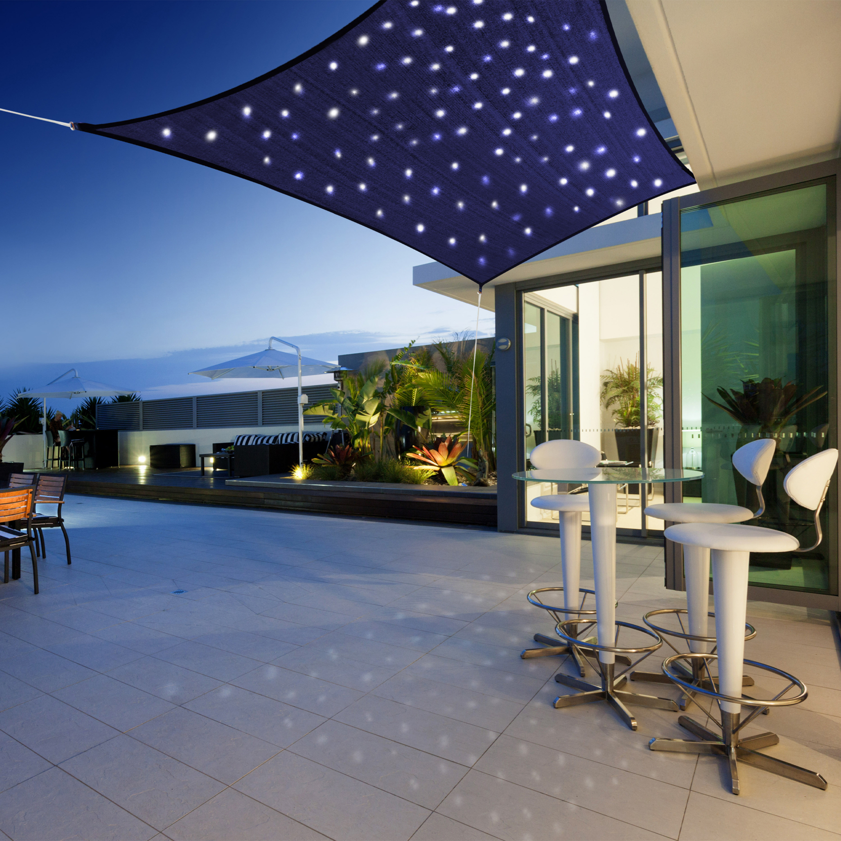 Voile d’ombrage étoilé rectangulaire avec leds solaires, HOME MAISON