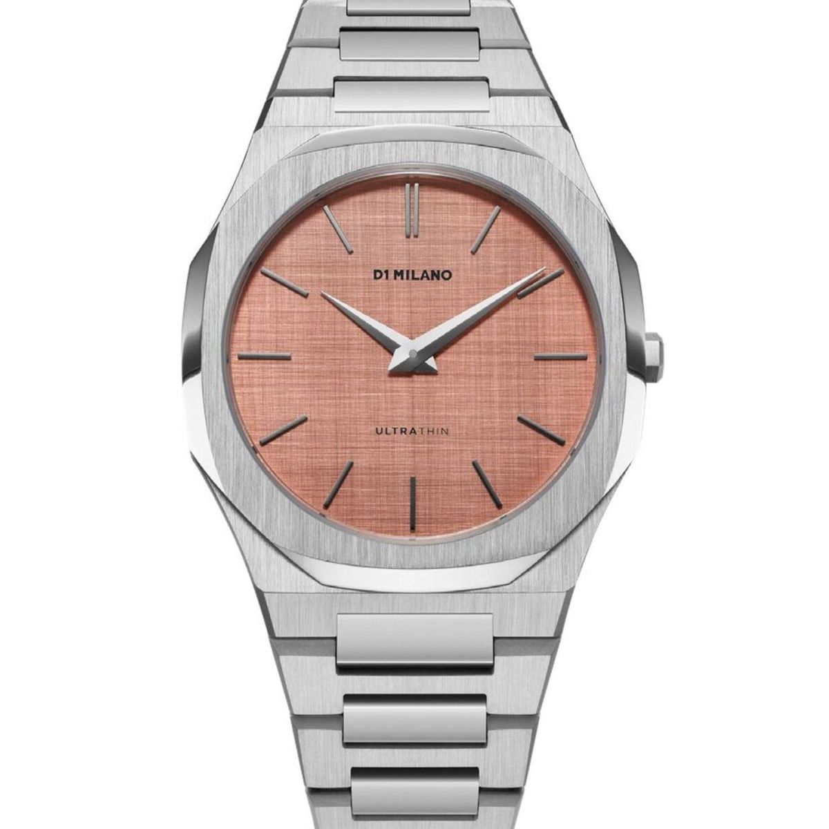 Montre analogique ultra thin argent rose argent D1 Milano La