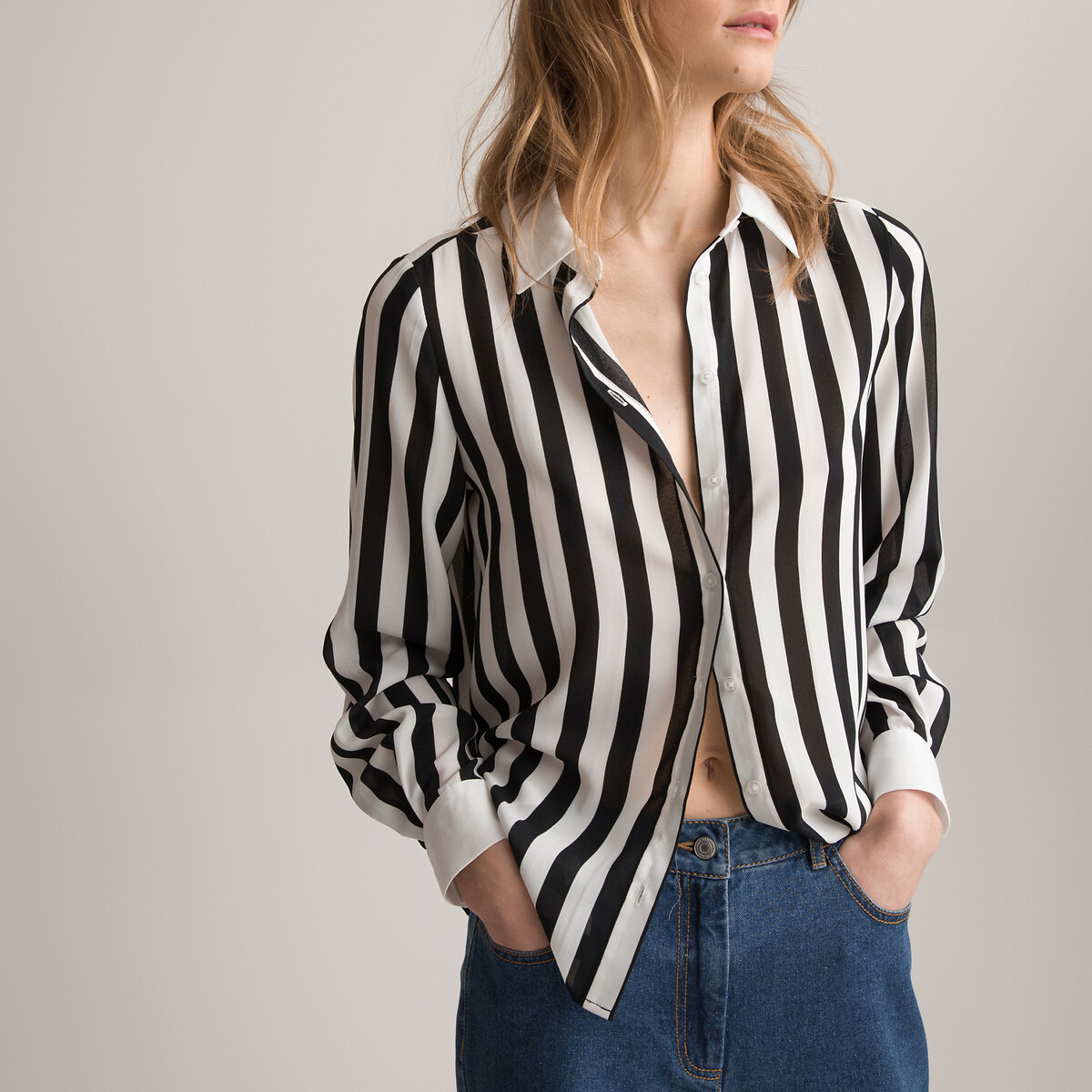 Striped Loose Fit Shirt with Long Sleeves