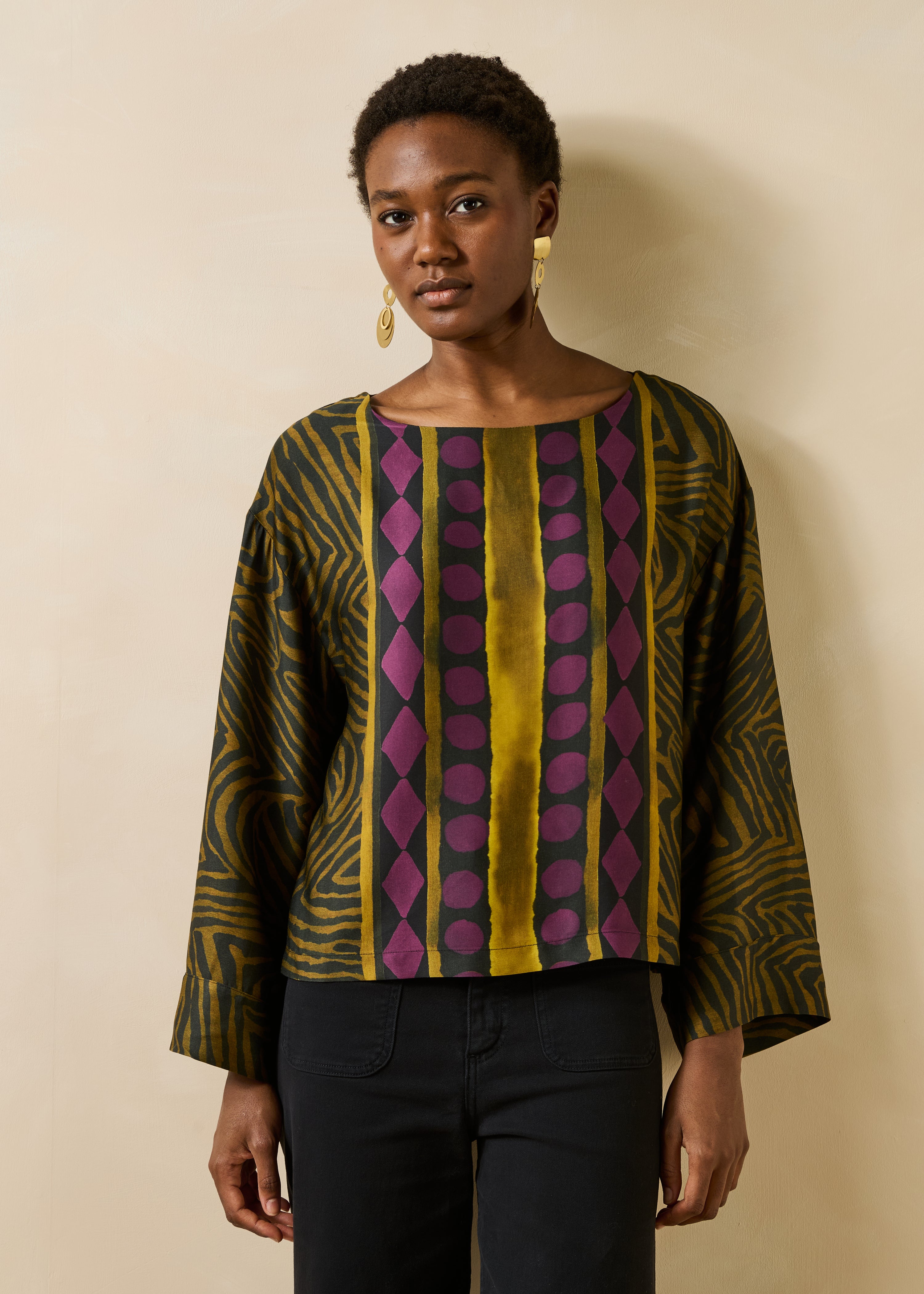 Top ample fluide manches longues imprimé zèbre, LA FEE MARABOUTEE