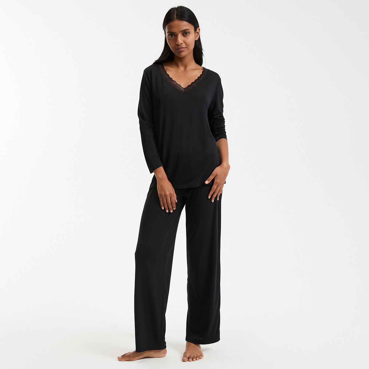 Pyjama manches longues en jersey viscose