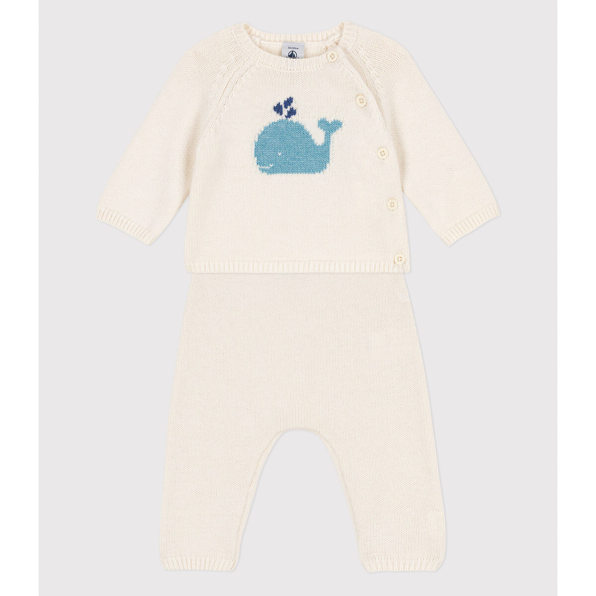 Knitted Whale Print Outfit in Wool/Cotton