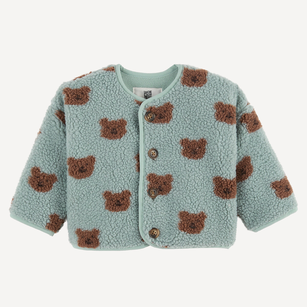 Veste à col rond, boutonnée, motif ours, en sherpa doublée polaire, LA REDOUTE COLLECTIONS