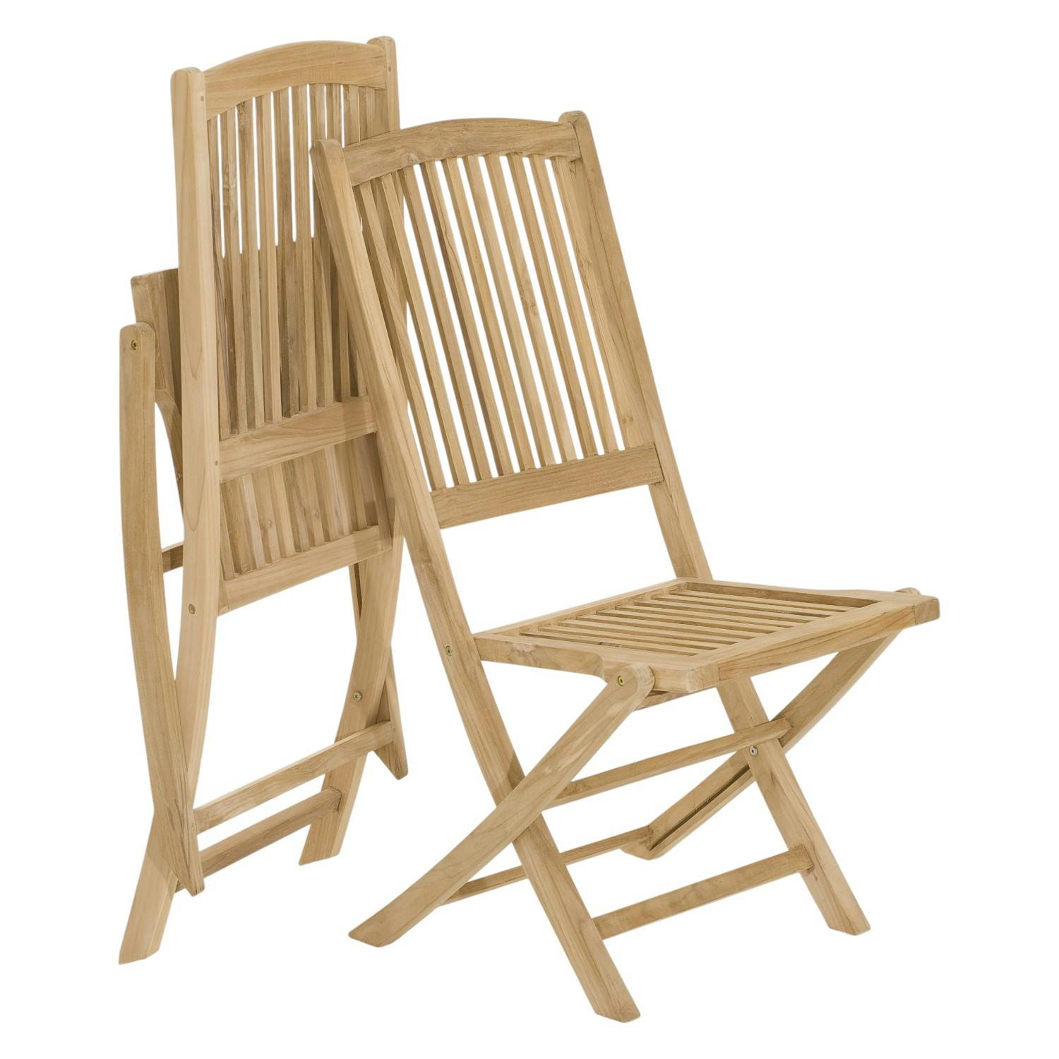 Lot de 2 chaises de jardin pliantes en bois de teck massif SUMMER, PIER IMPORT