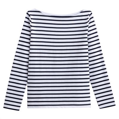 Striped Boat Neck T-Shirt with Long Sleeves LA REDOUTE COLLECTIONS