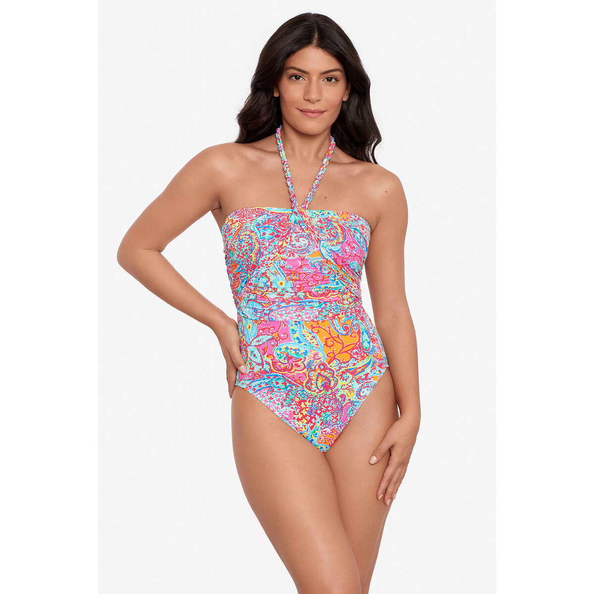 Image of Amara Patchwork Bustier Swimsuit