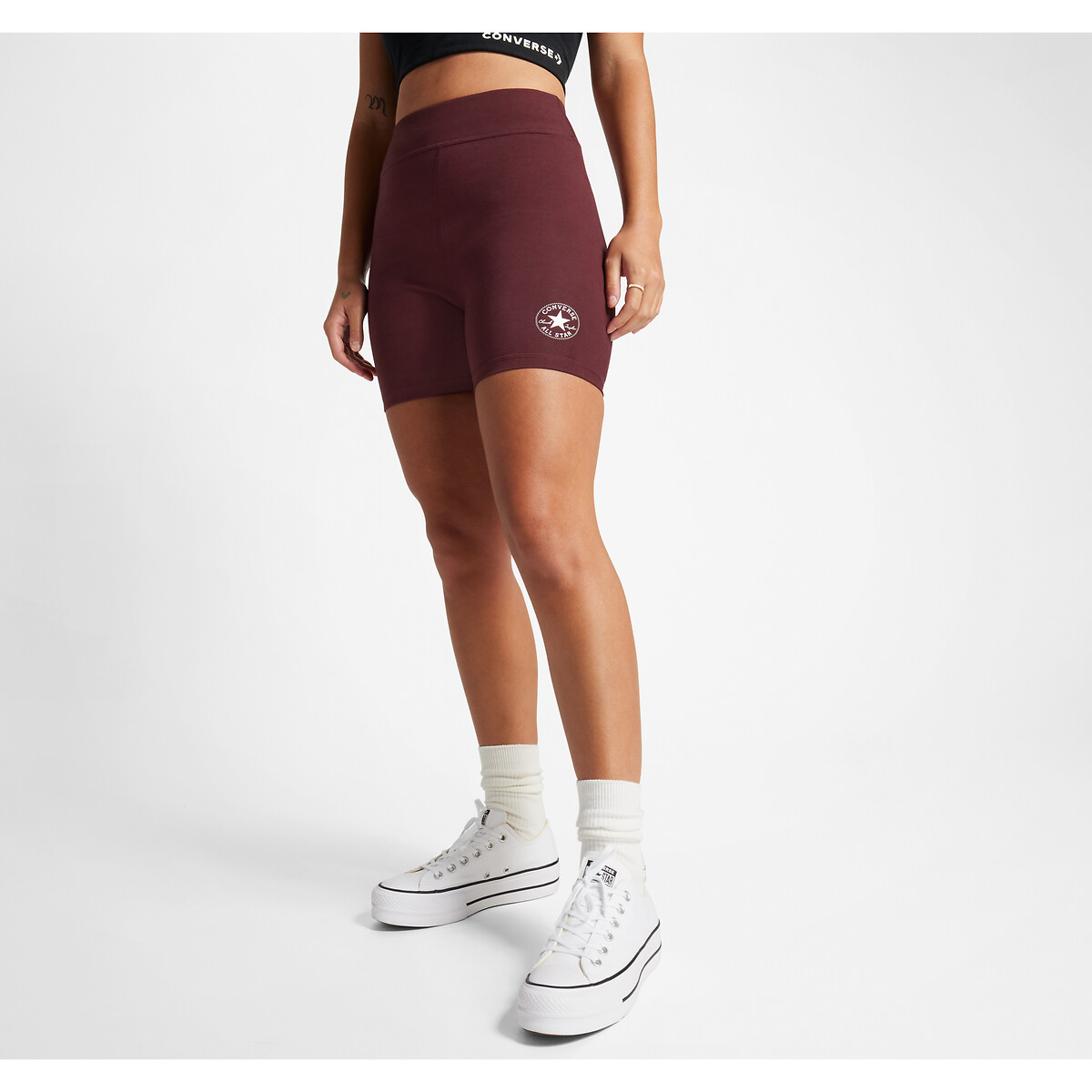 Retro Chuck Cycling Shorts with Logo Print in Cotton Mix
