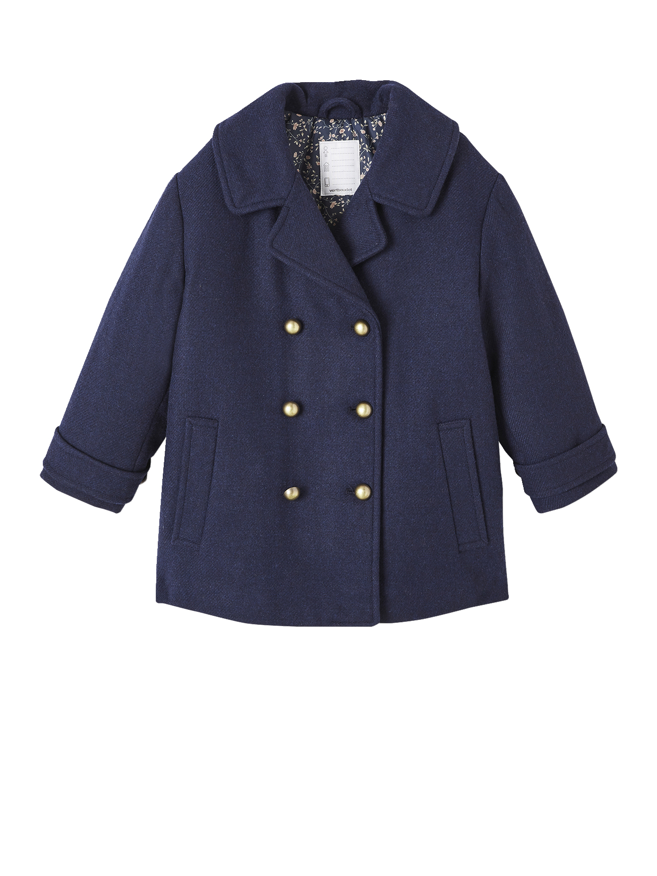 Manteau officier en drap de laine, VERTBAUDET