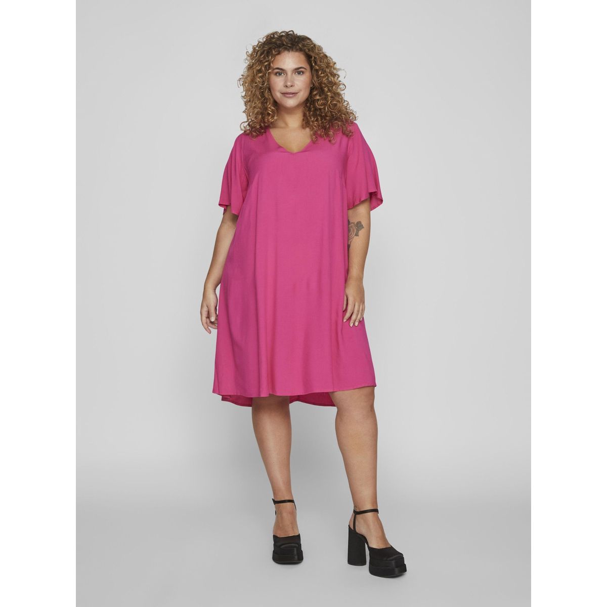 Robe manches courtes curve rose pink yarrow Vila La Redoute