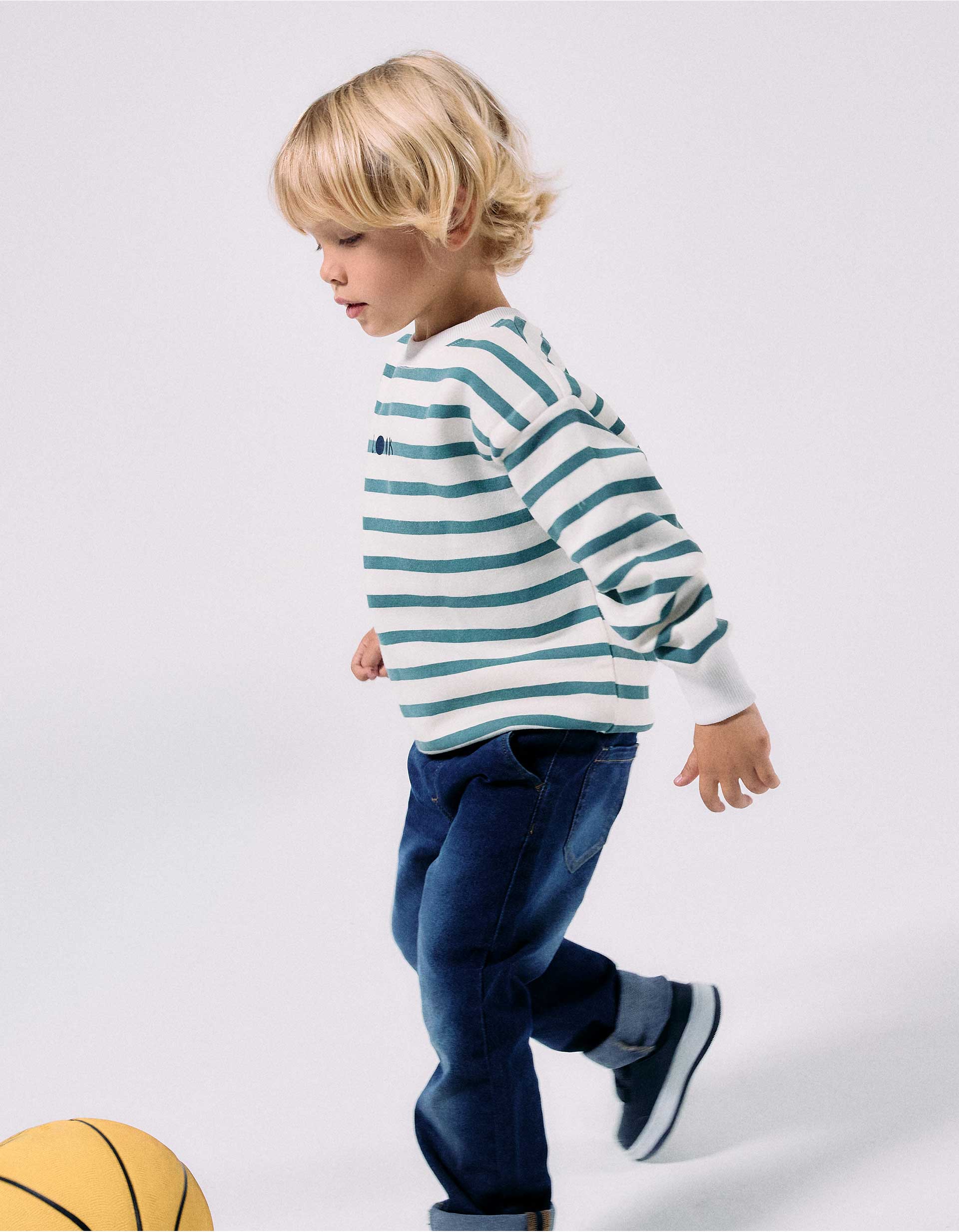 Sweat en coton peigné à rayures et imprimé, ZIPPY
