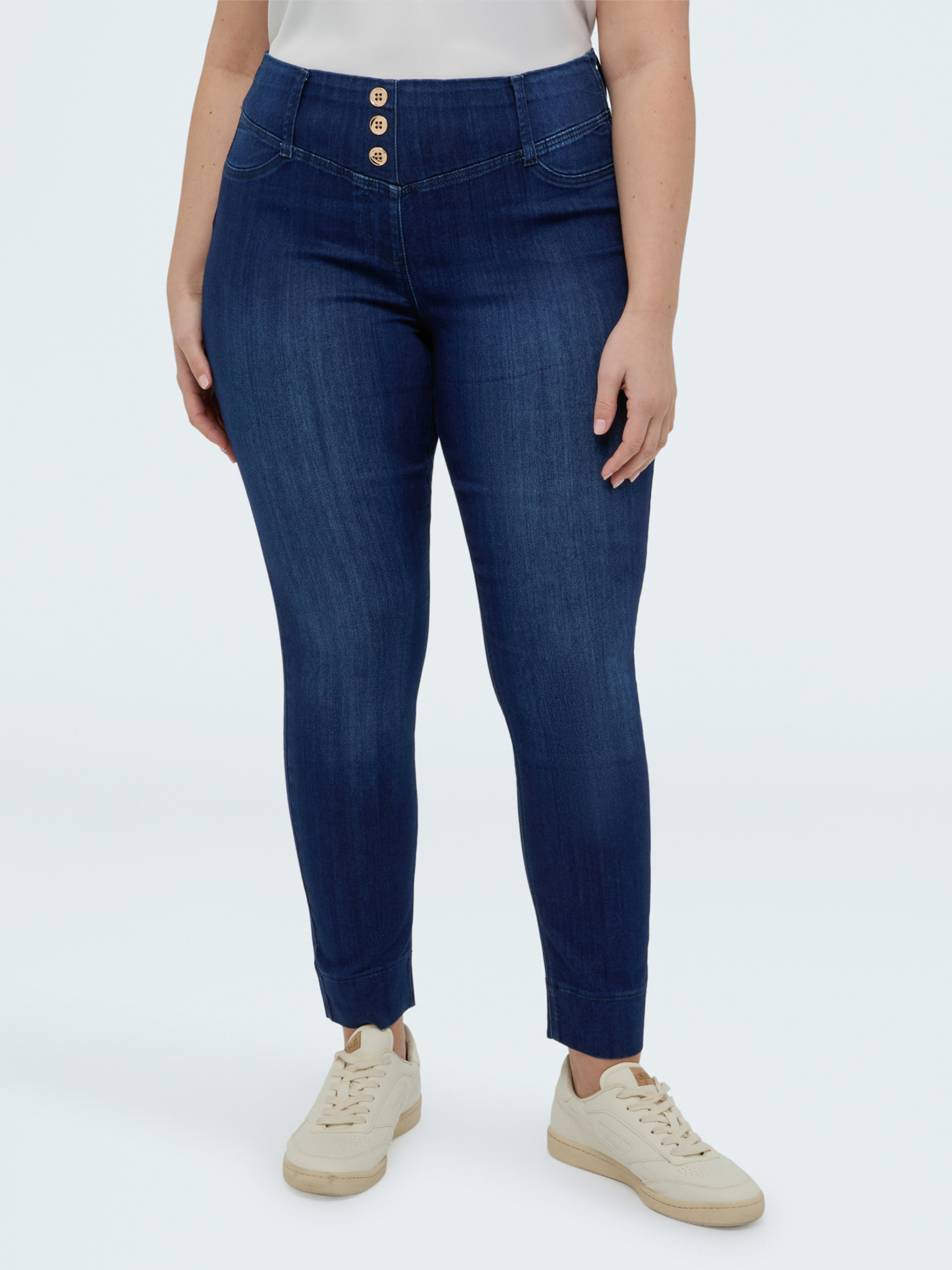 Dark blue jeggings with decorative buttons, FIORELLA RUBINO