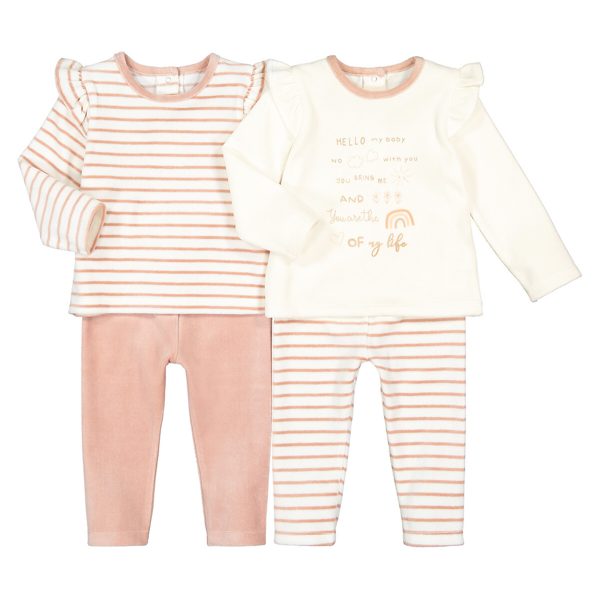 Pack of 2 pyjamas in organic cotton mix, 6 months-4 years , beige ...