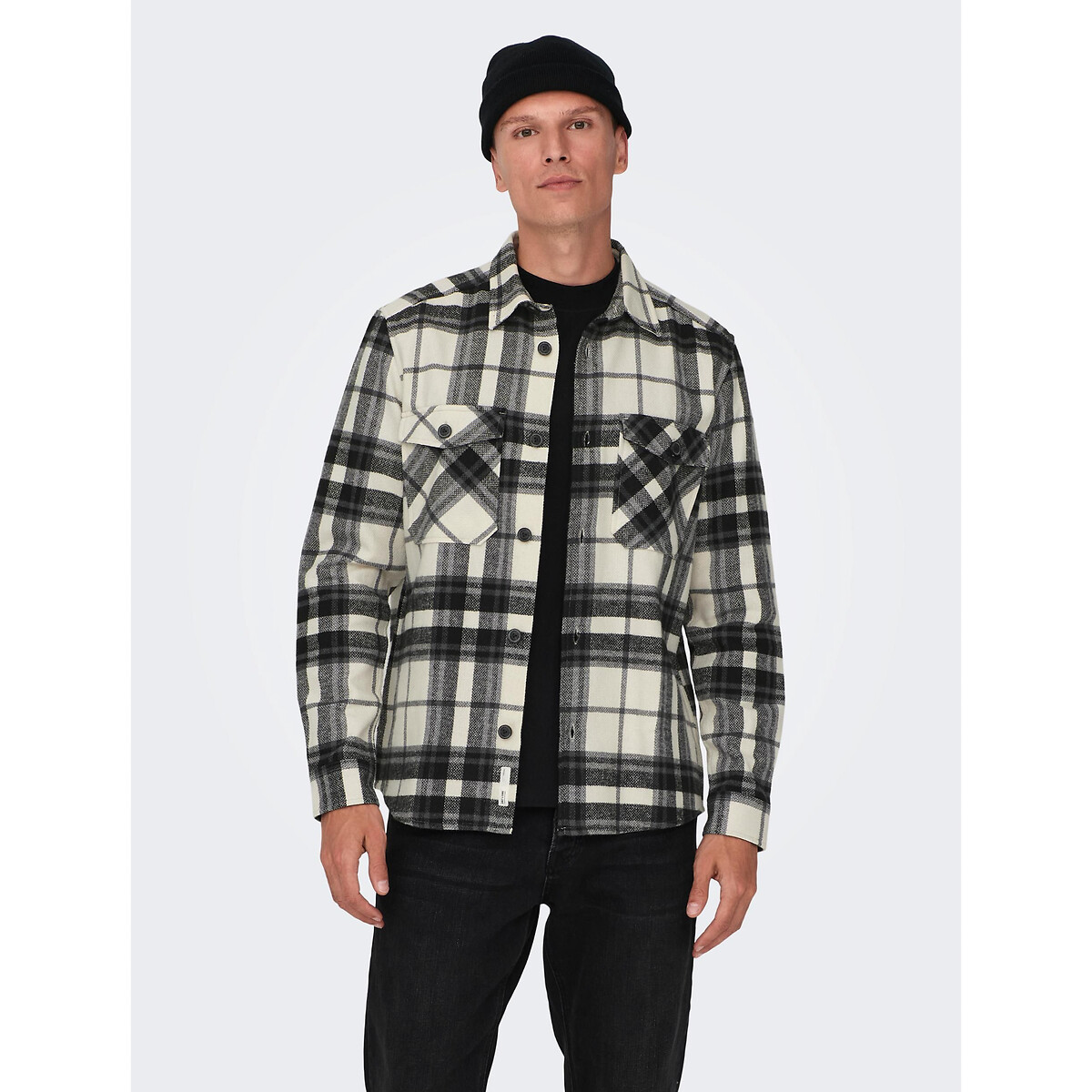 Image of Checked Cotton Mix Shirt