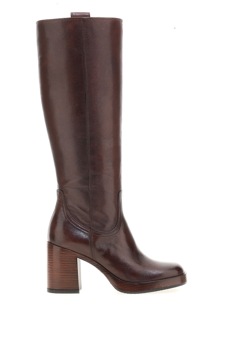 MJUS Botas de tacón, con puntera cuadrada, de piel