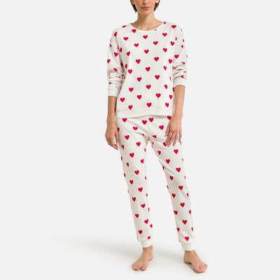 Langärmeliger Pyjama mit Herz-Print PETIT BATEAU