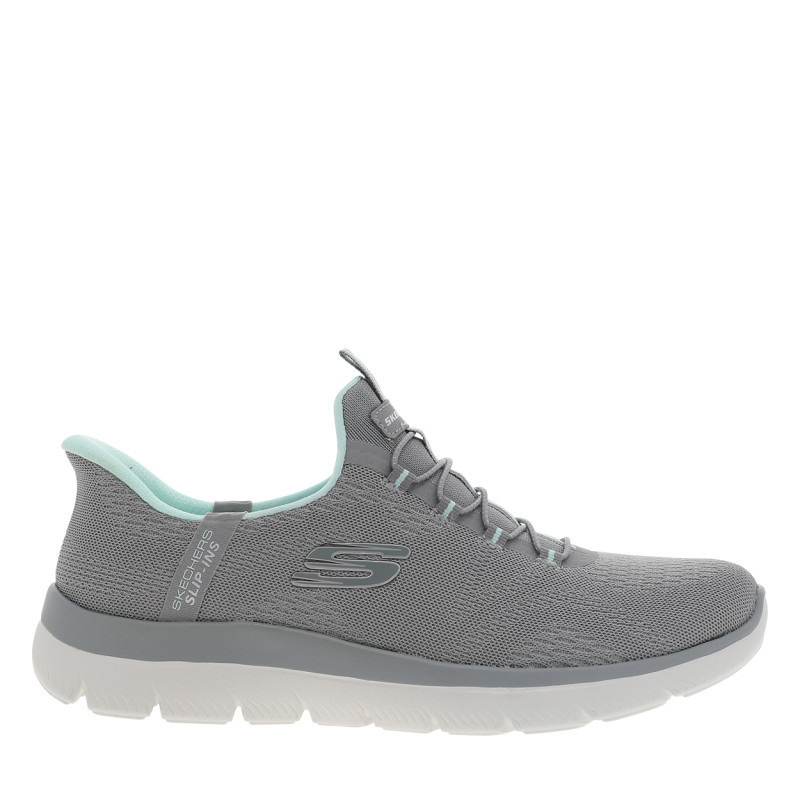 Baskets running grises avec un talon plat et une fermeture slip-on, SKECHERS
